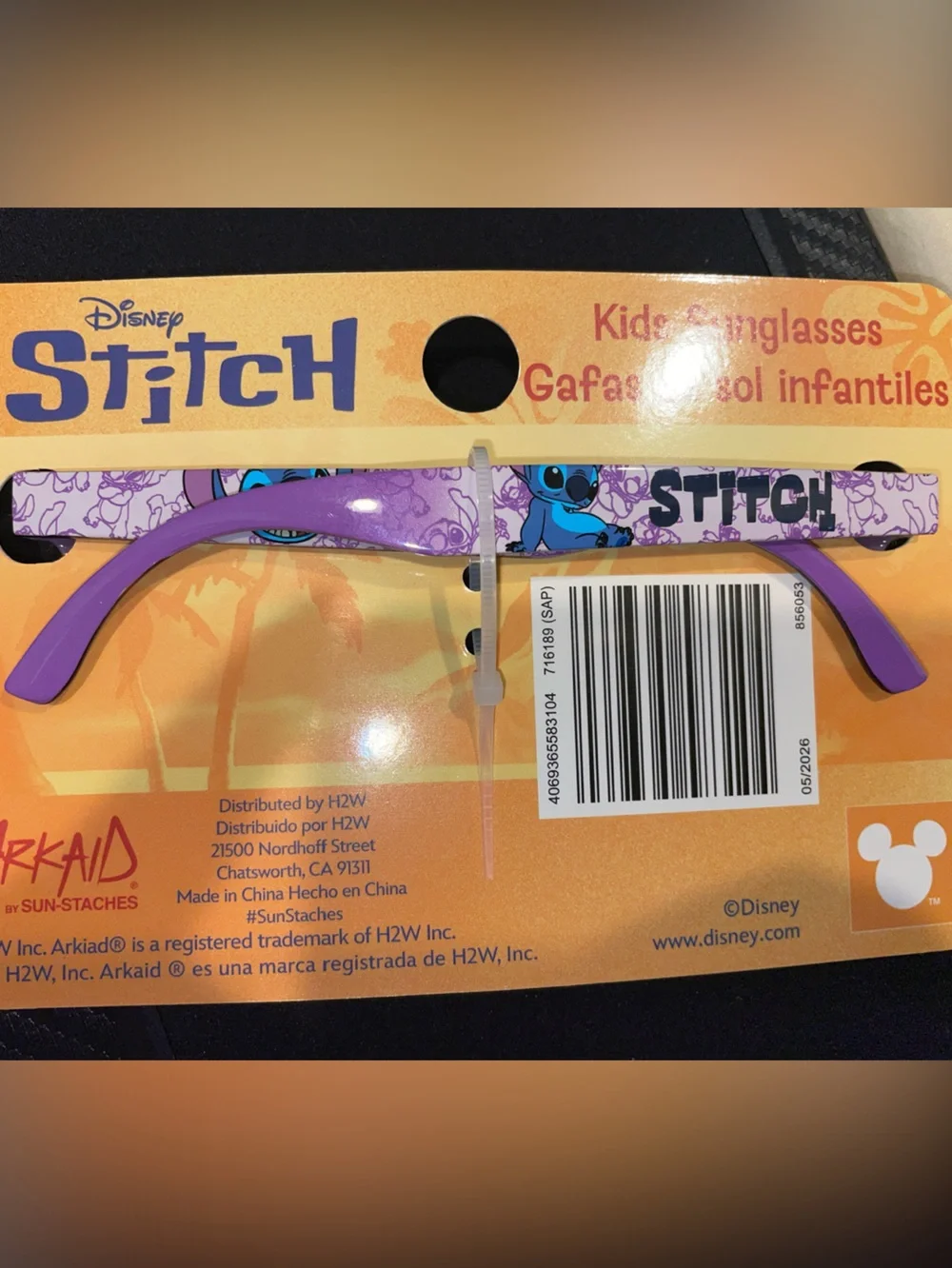 Disney Purple Blue Stitch Kids Sunglasses